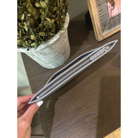 Senreve GRAY Embossed Leather Bracelet Pouch Clutch Grey Womens Size OS - Picture 8 of 11